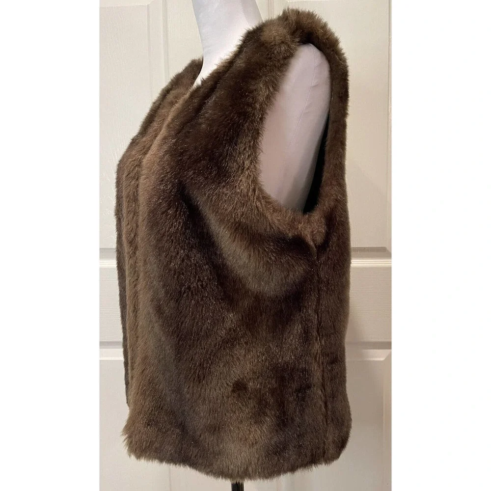 Anthropologie Sanctuary Clothing Los Angeles Womens Faux Fur Brown Vest Sz Small - Picture 5 of 9